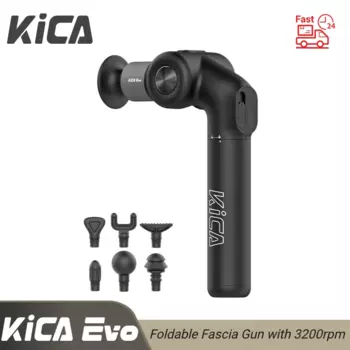 Пистолет KiCA Evo Fascia, портативный массажный пистолет для мышц, 15 кг, 3 передачи, 3200 об/мин, с 6 массажными головками, удлинитель 9 см, алюминиевый сплав