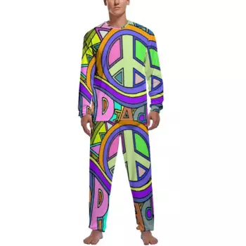 Пижама Мужская с длинным рукавом, в стиле хиппи