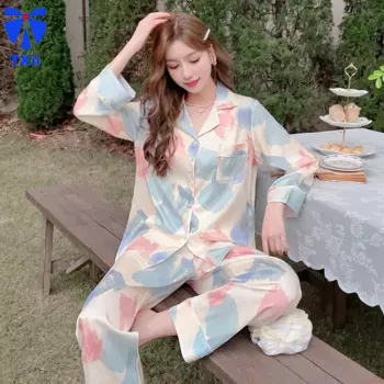 Пижама TXii Newlook женская с длинными рукавами, пижама с цветными блоками, домашний костюм из вискозы с изображением фейерверка