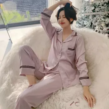 Пижама женская из вискозы с длинным рукавом, 890203