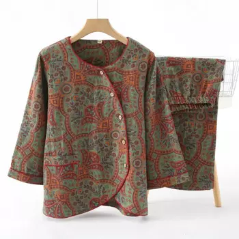 Пижамный комплект из двух предметов, женская одежда, домашняя одежда, весенний тонкий кардиган, повседневный удобный стильный простой Свободный кардиган большого размера