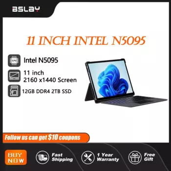 Планшет 11-дюймовый Intel N5095 2 в 1 12 ГБ ОЗУ 2 ТБ SSD DDR4 Win11 2K 2160*1440 Сенсорный экран Ноутбук HD Камера Портативный ноутбук ПК