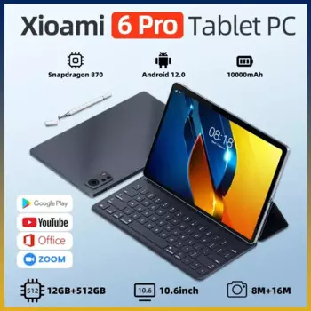 Планшет 2023 дюймов, Android 12 Pad 6 Pro, Snapdragon 870, оригинальные планшеты, ПК, 12 Гб + 512 ГБ, телефон с двумя SIM-картами, Wi-Fi, HD, 4K, Mi Tab
