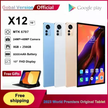 Планшет X12 на Android 12, MTK6797, 10 дюймов, 2023 Гц, 8 + 120 ГБ, 256 мАч