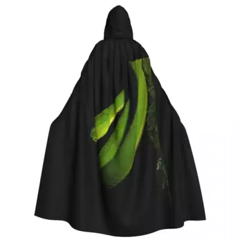 Плащ зеленой змеи для Хэллоуина и фантазийных приключений, косплей, плащ унисекс для взрослых с капюшоном, длинный костюм ведьмы, косплей
