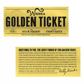 Пластиковая карта Золотой билет Wonka