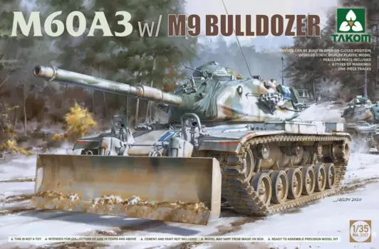 Пластиковая модель для бульдозера TAKOM 2137 1:35 M60A3 w/M9
