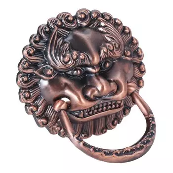 Пластиковая ручка-кольцо лев красная медь