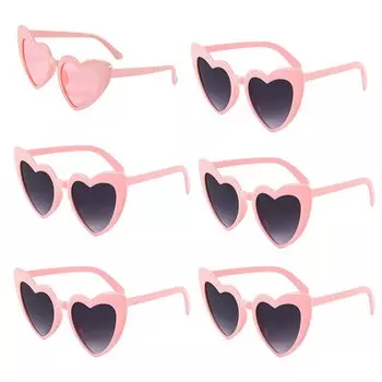 Пластиковые очки-сердечки розовые/белые 6/8 шт