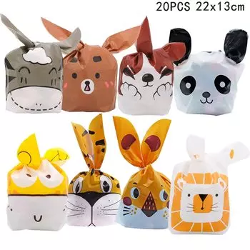 Пластиковые пакеты для конфет с животными 10/20 шт.