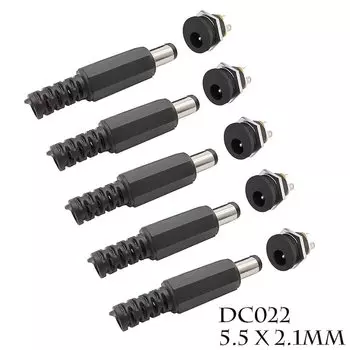 Пластиковые разъемы питания DC022 5,5x2,1 мм 12В 3А