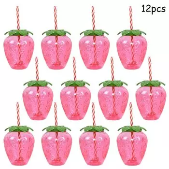 Пластиковые стаканы с трубочками для коктейлей