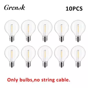 Пластиковые светодиодные лампы G40 Grensk DC3V для солнечных гирлянд E12