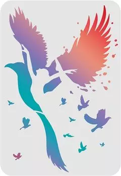 Пластиковые трафареты Beebeecraft с птицами и танцующими девочками