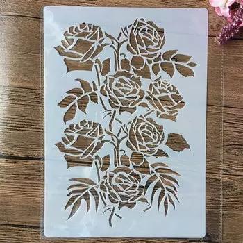 Пластиковые трафареты цветы розы 29 см