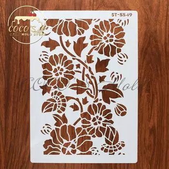 Пластиковые трафареты для торта А4 цветочные