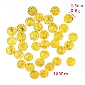 Пластиковые золотые монеты для Хэллоуина, 100 шт.