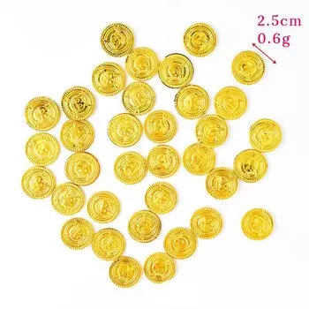 Пластиковые золотые монеты для пиратской вечеринки
