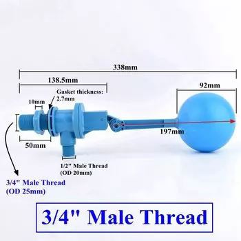 Пластиковый поплавковый клапан SgooHan 3/4" 1"