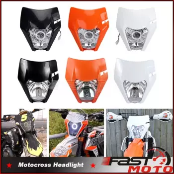 Пластина фары для мотоцикла, светодиодный передний фонарь для EXC 300 XC SX 125 250 350 450, круглая фитильная фара для велосипеда, супермотор, эндуро