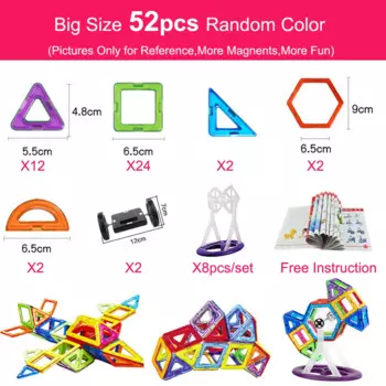Пластмассовые магнитные блоки большого размера, Модель для сборки и сборки, строительные игрушки, Магнитный конструктор, обучающие игрушки для детей