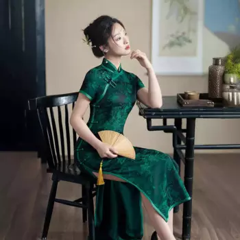 Платье-Ципао женское средней длины, на 8 пуговицах