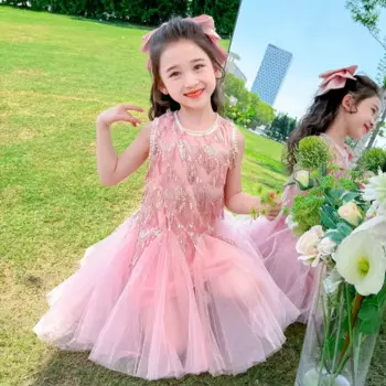 Платье детское без рукавов, с блестками