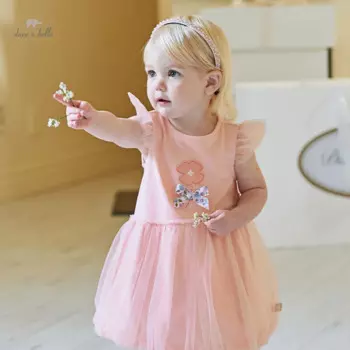 Платье детское летнее розовое с цветами, DB2240586