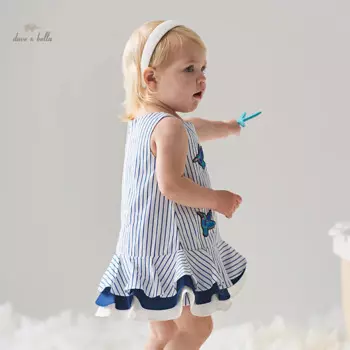 Платье детское летнее в полоску, из хлопка, DB2240622