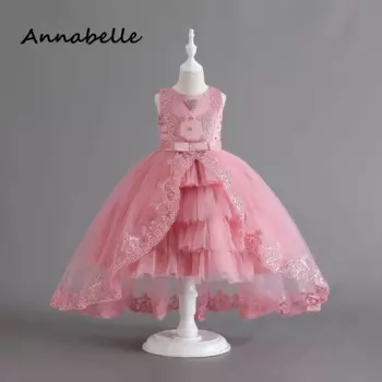 Платье для девочки с цветочным рисунком Annabelle, для свадьбы, дня рождения, детское платье принцессы, пышное, роскошное, элегантное женское платье, Рождественский подарок