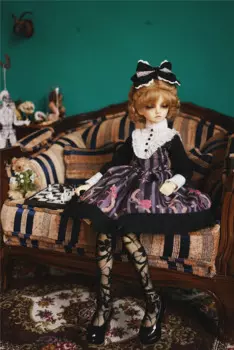 Платье для куклы BJD, костюм для размеров 1/3 1/4 1/6, модная гигантская кукла, черный, полный комплект, маленькое платье, аксессуары для кукол