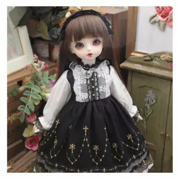 Платье для шарнирной куклы 1/4 1/6 черное кружевное платье + резинка для волос для куклы 1/4 1/6 шарнирная кукла 1/6 Blyth аксессуары для куклы Одежда для куклы