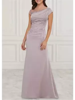 Платье-футляр для матери невесты, элегантное и роскошное платье с вырезом лодочкой, сатиновое платье с коротким рукавом и двойной юбкой