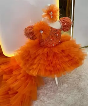 Платье из органзы с коротким рукавом для девочек