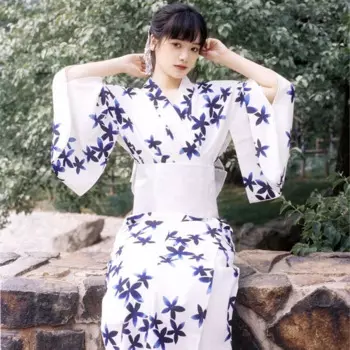 Платье-кимоно женское с белым Оби, юката