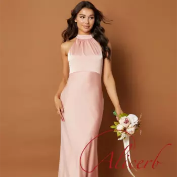 Платье макси с лямкой на шее, для подружки невесты, новинка 2022, длинное с завязкой сзади и пуговицами, элегантное платье для свадебной вечеринки, подружка невесты, женское платье