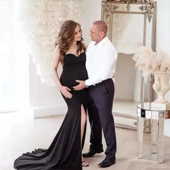 Платье-макси с разрезом спереди, без Плеч, из хлопка