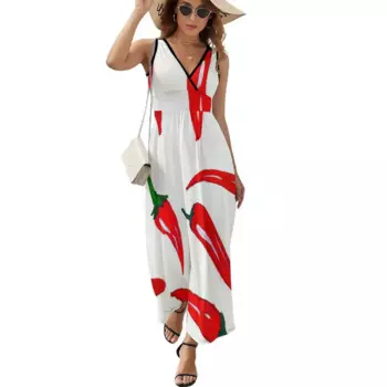 Платье-макси в богемном стиле, без рукавов