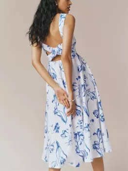 Платье-миди женское с открытой спиной, без рукавов