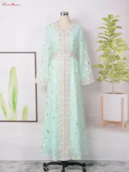 Платье мусульманское длинное с принтом Луны, wy1944