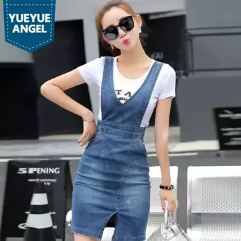 Платье на бретелях, женское облегающее платье, сексуальное летнее Новое модное платье с V-образным вырезом, женские джинсовые аксессуары, женское синее платье