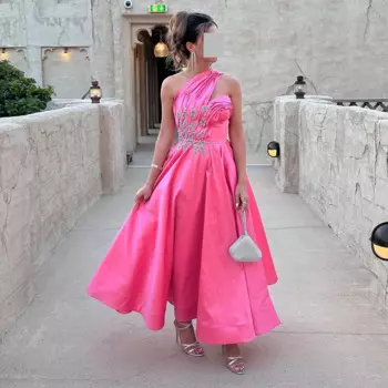 Платье на одно плечо без рукавов трапециевидного силуэта для выпускного вечера атласные вечерние платья с открытой спиной изысканное искусственное платье Блузка 2023