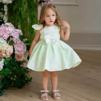 Платье принцессы с бантом розы, летающим рукавом