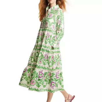 Платье-рубашка в стиле ретро, с длинным рукавом