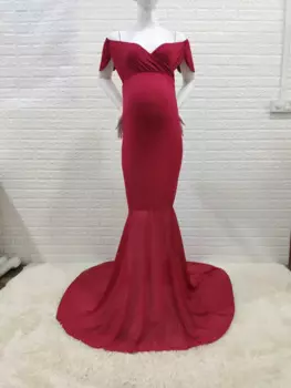 Платье-Русалка с открытыми плечами для беременных