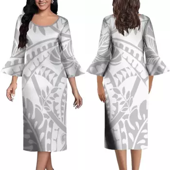 Платье с круглым вырезом и рукавом «Рог»