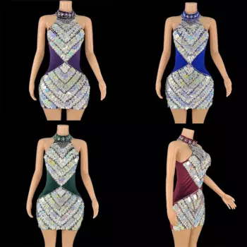 Платье женское с блестками, 4 цвета, XS6751