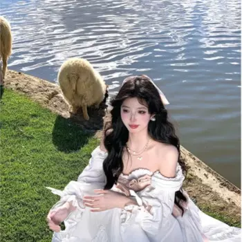 Платье женское с открытыми плечами и хвостом феи