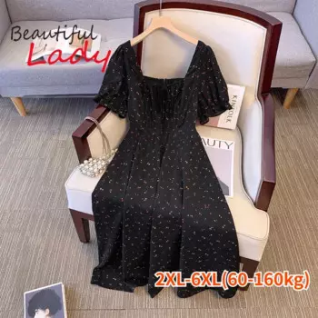 Платье женское шифоновое с принтом, размеры 2XL-6XL