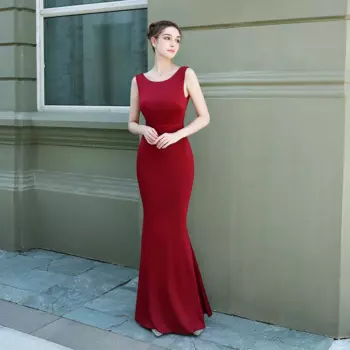 Платье женское вечернее без рукавов, элегантное однотонное модное пикантное вечерние платья с открытой спиной русалки, XXL
